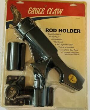 Eagle Claw ABRH3PC Boat Rod Holder w/3 Adaptors 360 Rotate & Vertical Adjustment
